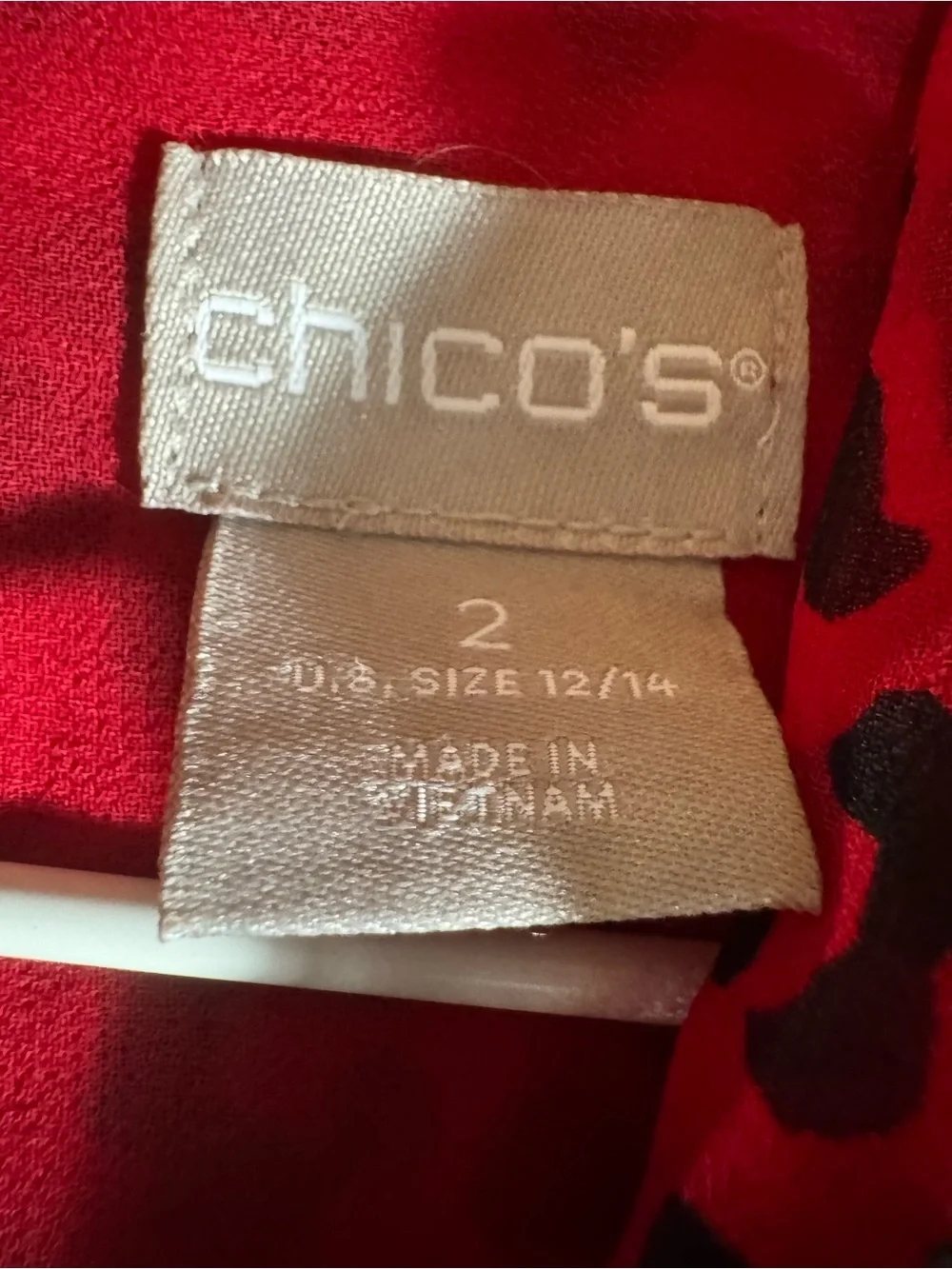 Chico's Red and Black Leopard Tie-Neck Blouse US 12-14